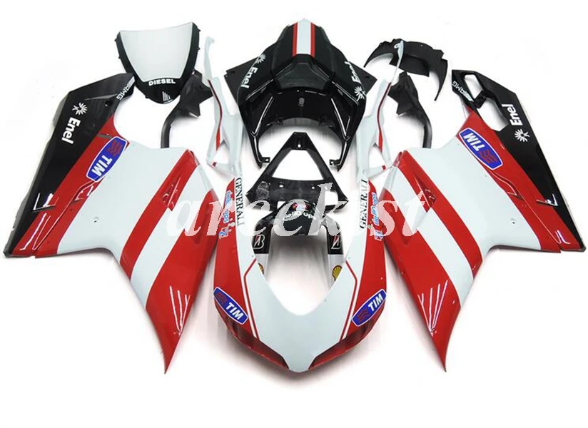 ABS полный обтекатель комплект подходит для DUCATI 848 evo 1098 1198 1098S 2007 2008 2009 2010 2011 2012 набор черный