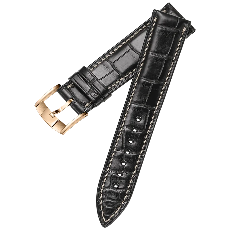 Black beige-R Часы CHIMAERA WatchbandsCustom, ремешок для часов из настоящей французской кожи аллигатора, ремешок для часов, браслет на запястье - Цвет ремешка: Black beige-R