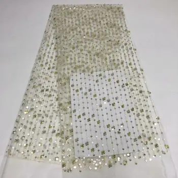 

New fashion Sequins Lace Fabric Embroidered good quality African sequins Lace Fabric for dress FR910