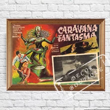 Tarjeta de recepción mexicana Phantom Caravan Monsters Sci-Fi película Vintage cartel Retro de Kraft lienzo pegatinas de pared carteles para Bar para el hogar