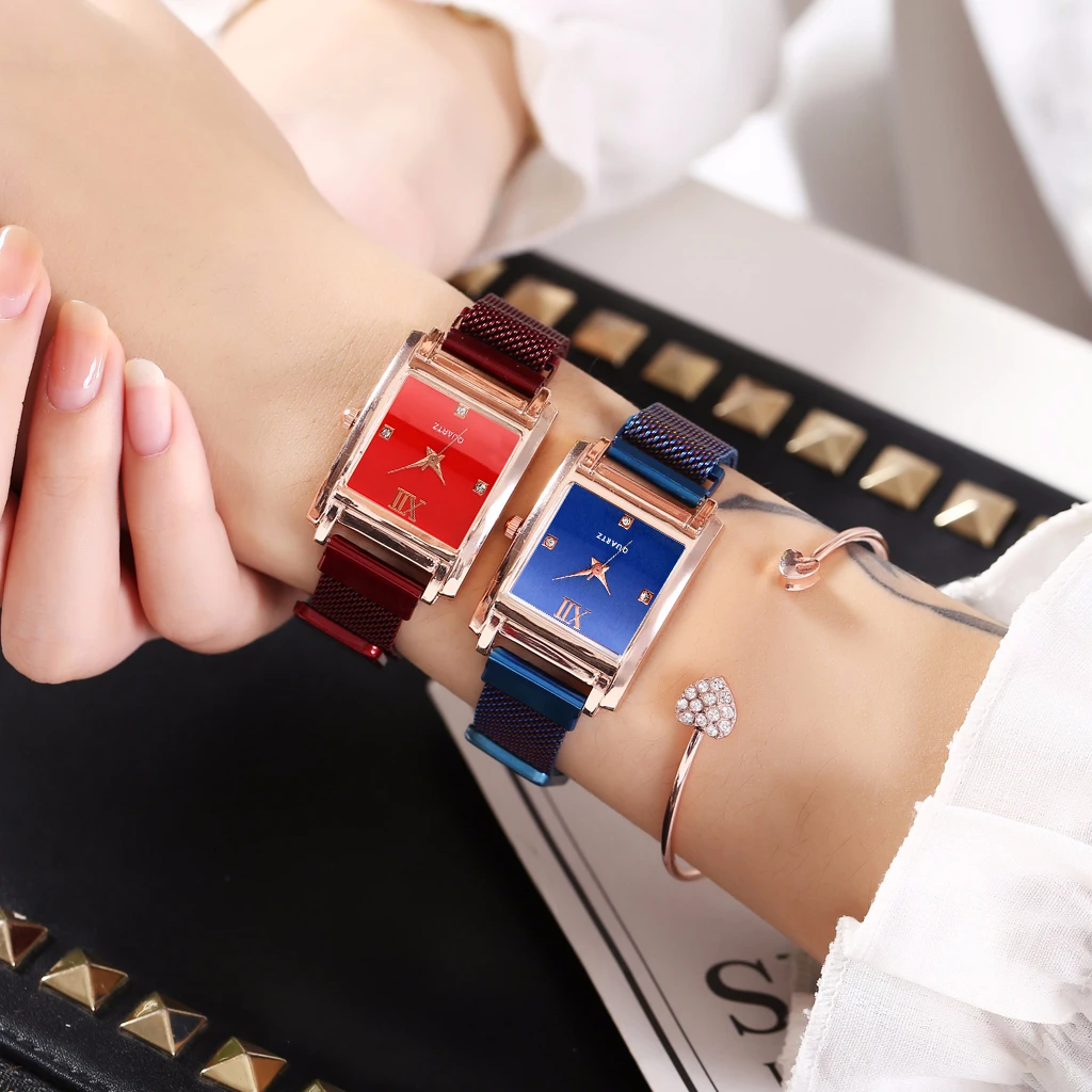 Relogio Feminino, женские часы с магнитной пряжкой, квадратный чехол, Римский циферблат, роскошные женские кварцевые наручные часы xfcs 2019s
