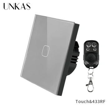 

EU/UK Standard Smart Home Wireless Remote Control Light Switch 1 Gang 1 Way RF433 Remote Control Wall Touch Switch