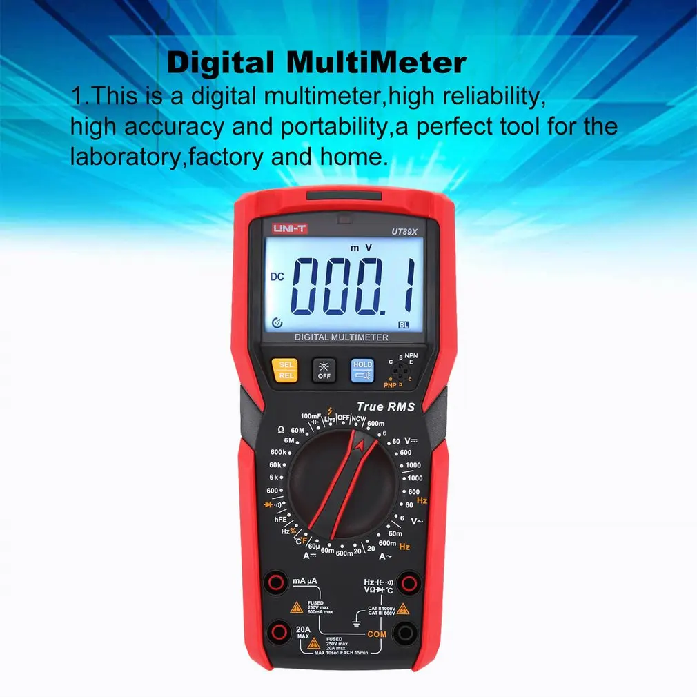 Goede UNI T UT89X True Rms Digitale Multimeter Dc Ac Stroom Spanning Ampèremeter Voltmeter Ncv Condensator Triode Temperatuur tester