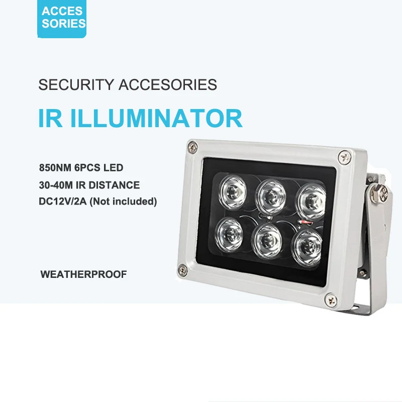 

850nm 6pcs LED 130 Feet 45 Degree Wide Angle waterproof IR Illuminator Infrared Light LED IR Fill Light for CCTV Security Camera