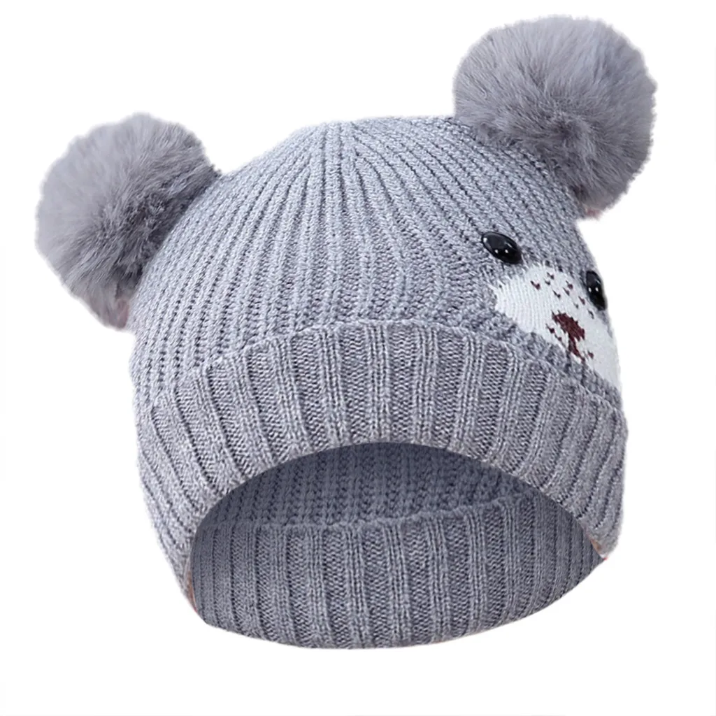 Black Beanies детская зимняя шапка Детская кепка зимняя Милая шапка Зимний широкий берет-Боб enfant hiver bonnet enfant fille шапочки - Цвет: Black