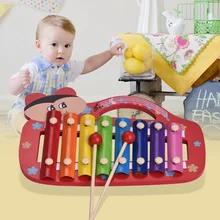 Красочные милые 8 нот ксилофон Glockenspiel с 2 мальками образовательный музыкальный ударный инструмент игрушка подарок для детей