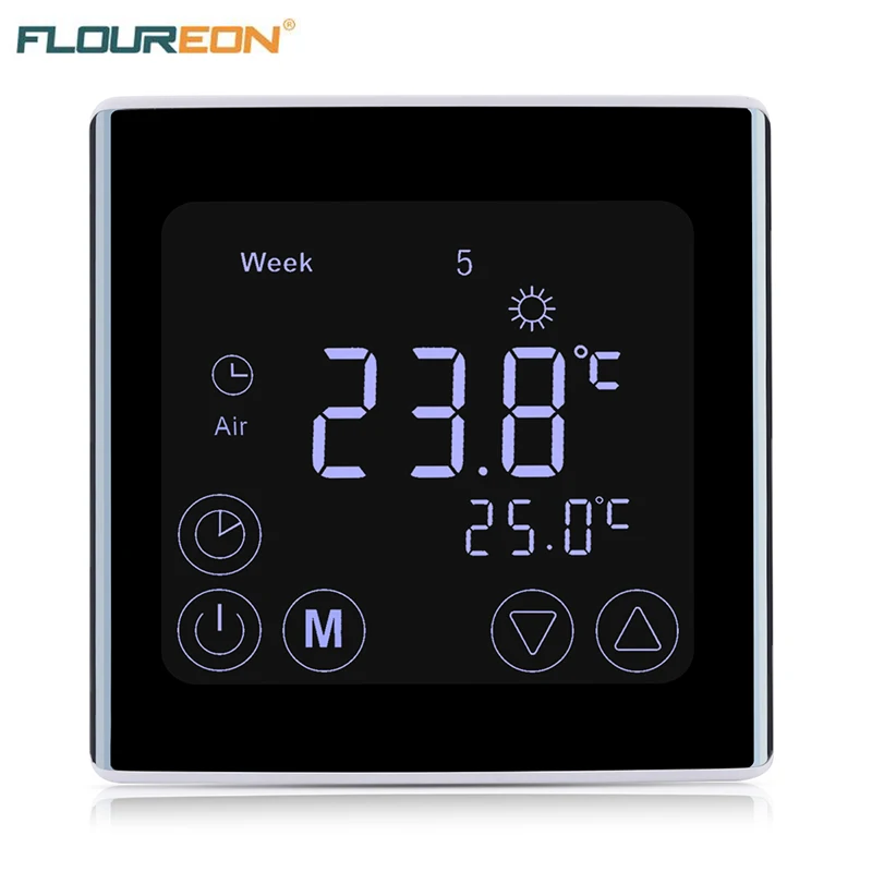Скидка Floureon font b lcd b font сенсорный экран термостат теплый пол система отопления терморегулятор AC85 240V регулятор температуры белая подсветка