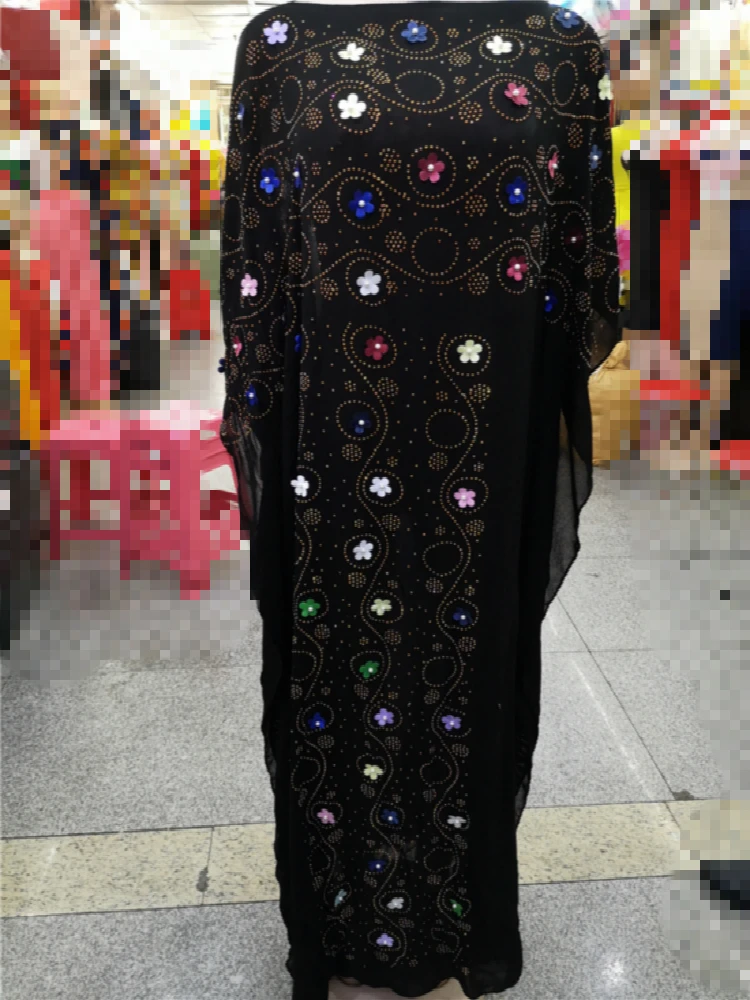 Модное платье в африканском стиле с принтом Дашики, хлопковое повседневное длинное платье с аппликацией для женщин