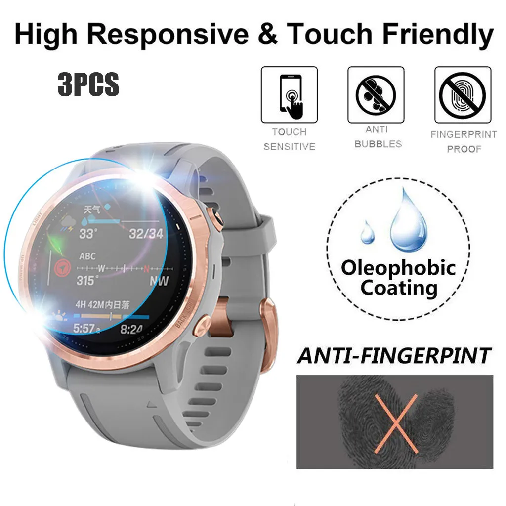 

3Pcs For GARMIN FENIX 6X Pro 3D Hydrogel TPU Full Cover Screen Protector Clear Proof Soft Film Tempered Glass Screen Protector