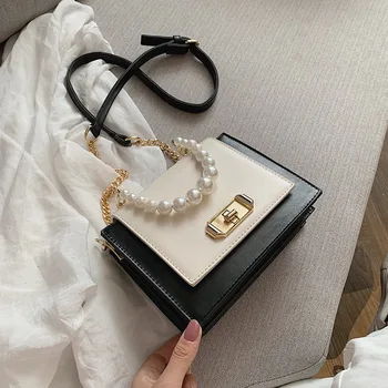 

Luxury Handbags Women Bags Designer Pu Leather Crossbody Bags Totes with Pearl Handle Mini Chain Shoulder Messenger Bag Purses