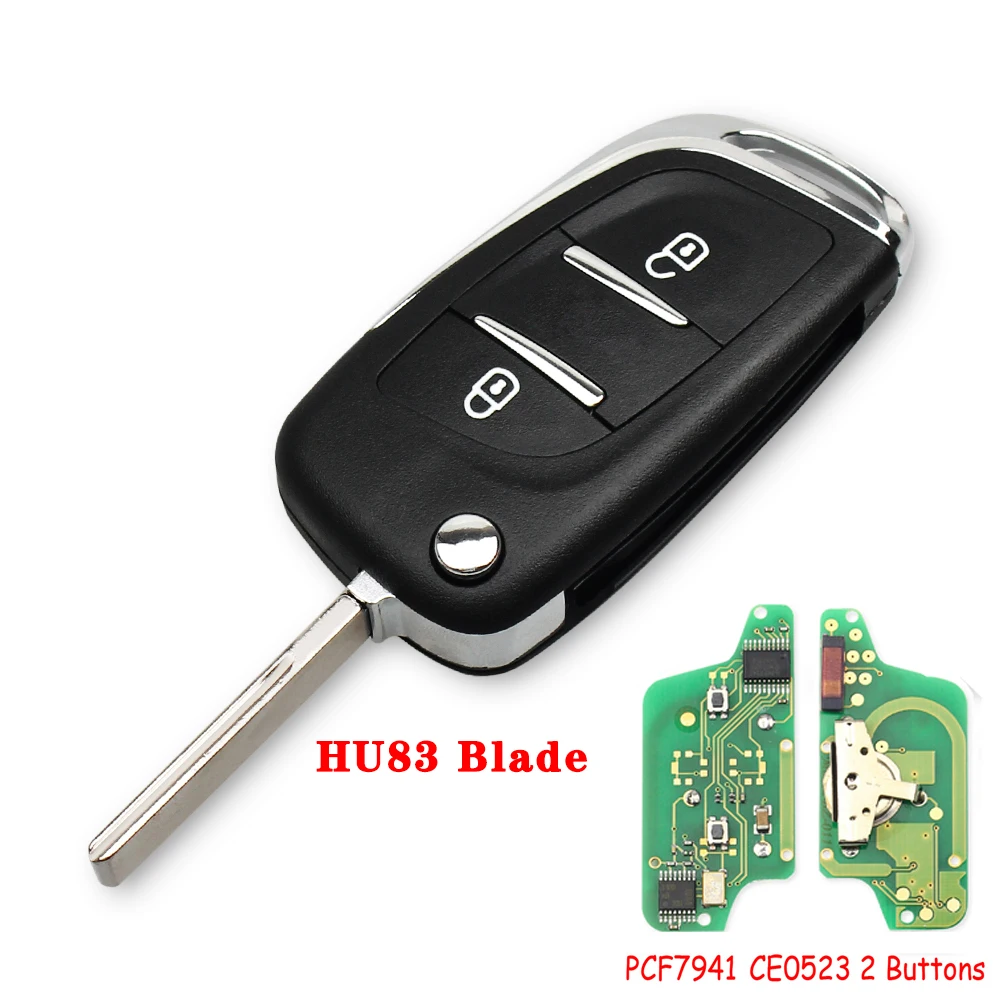 HU83 Blade KEYYOU Ce0523 ASK 2 кнопки модифицированный дистанционный Автомобильный ключ для Citroen C2 C3 C4 C5 откидной складной ID46 чип пульт автомобильной сигнализации 433 МГц - Цвет: HU83 Blade