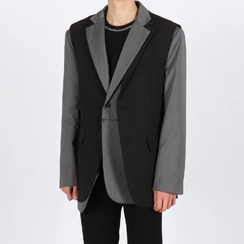 

Male Japan Korea Streetwear Karajuku Blazer Vest Jacket Men Retro Fashion Casual Suit Vest Coat