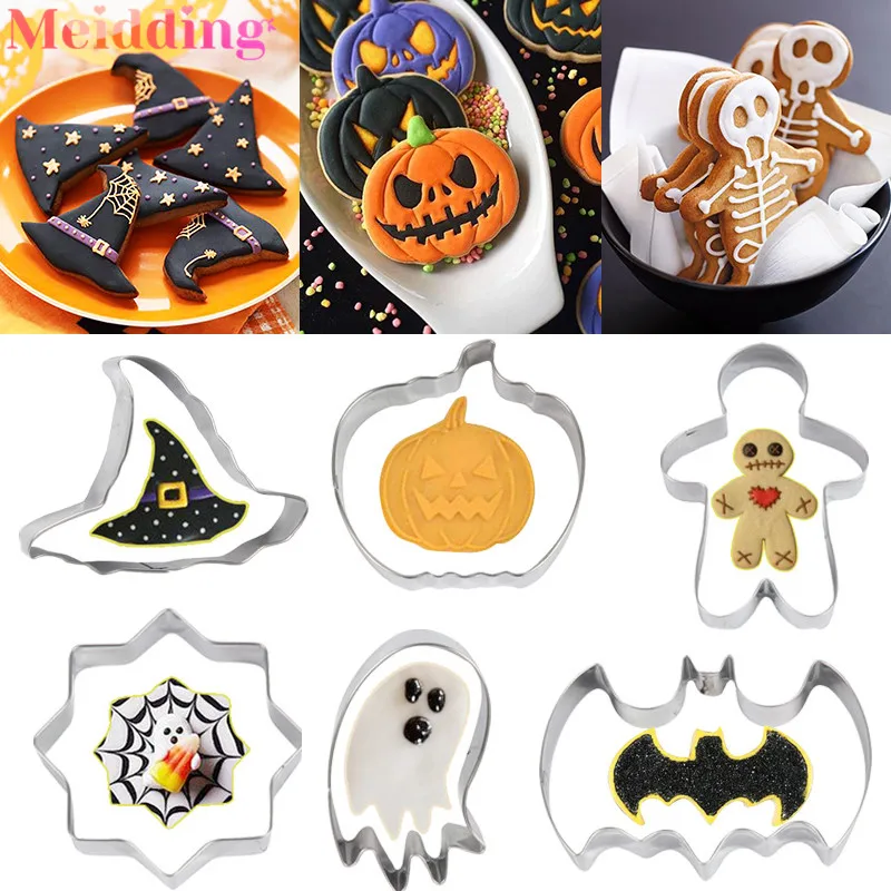 

Halloween Cookie Cutter Set Pumpkin Ghost Bat Skull Spider Web Fondant Mold Biscuits Baking Tools Halloween Party Supplies