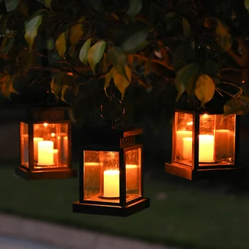 

Waterproof Outdoor Solar Hanging Light LED Candle Yard Patio Garden Lamp the Candle