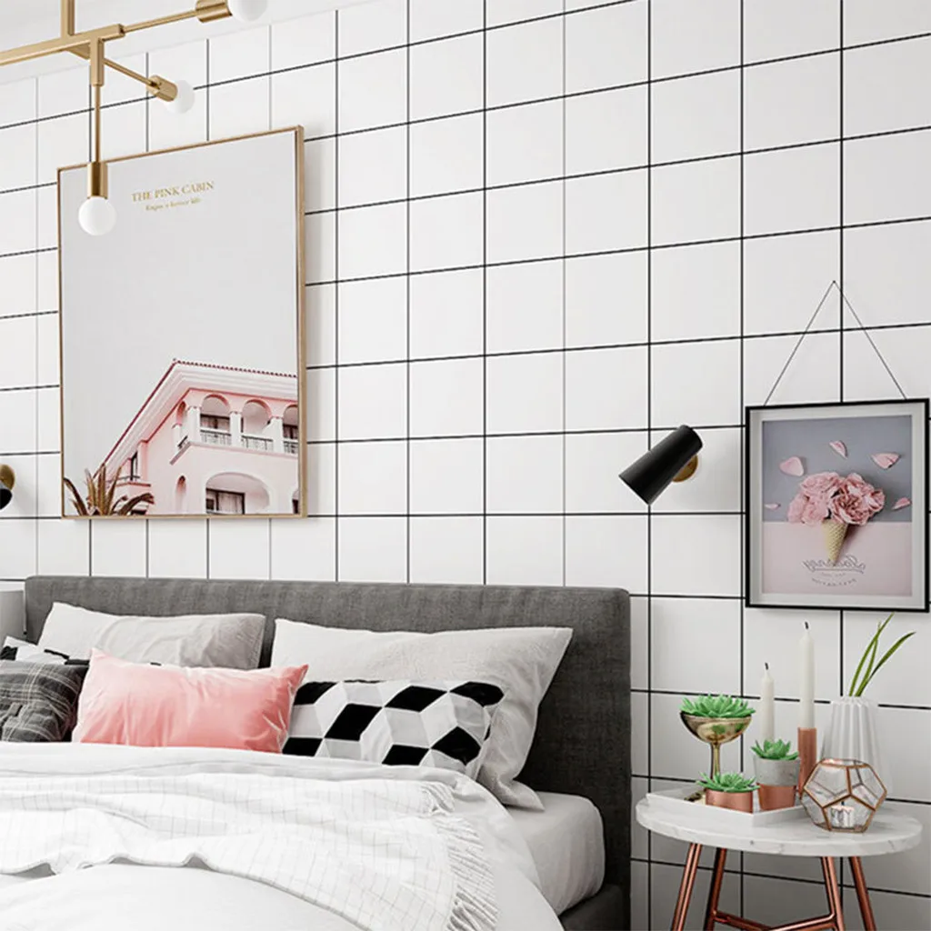 Wall Sticker Room Decoration White Plaid Wall Sticker Furniture Wall