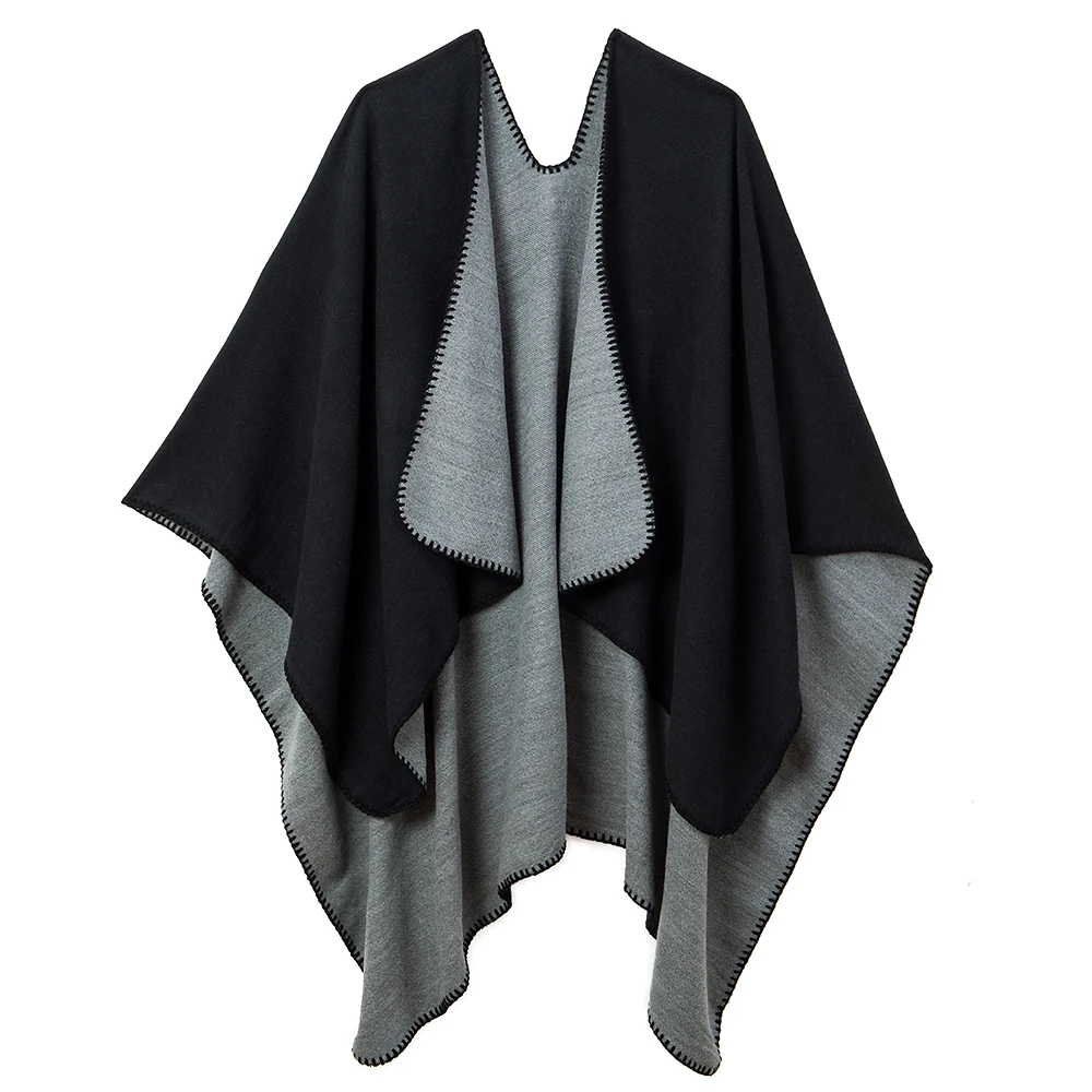 

Open Front Winter Poncho Cape New European and American Style Fashion Geometric Comfortable Temperament Warm Poncho Shawls Scarf