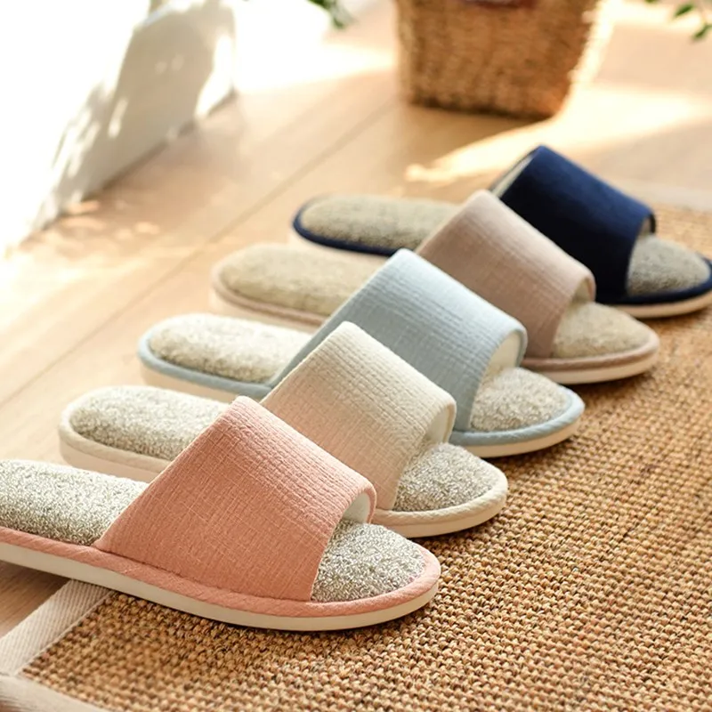 

Slipper Spring And Autumn Women's Towel Bottom Indoor Household Couples Anti-slip Japanese Style Linen Slippers Cotton Linen Flo