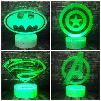 

Batman Light 3D Optical LED Night Light Iton Man Superman Action Cartoon Marvel Theme Table Lamp Holiday Birthay Toy Kid Toy