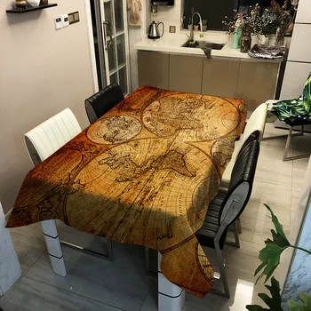 

World Map Printed Polyester Waterproof Table Cloth Rectangular Square Tea Table Dining Table Cover Table Cloth Home Decorations