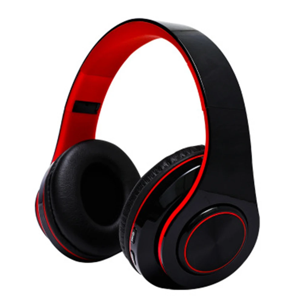 black red B39 портативный светодиодный фонарь, складные встроенные FM беспроводные Bluetooth наушники с микрофоном, поддержка TF карты, mp3-плеер - Цвет: black red