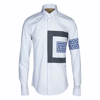

Men's Wear Jane European Style Geometry Resin Fixing Color Slim Fit Men's Shirt Brand Shirt