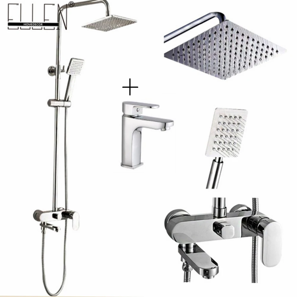 shower set and fauct Vidric душевой набор для ванной комнаты 10-12 дюймов, смеситель для душа, смеситель для ванны с ручной душевой хромированной ванной, смеситель для душа EL8407 - Цвет: shower set and fauct