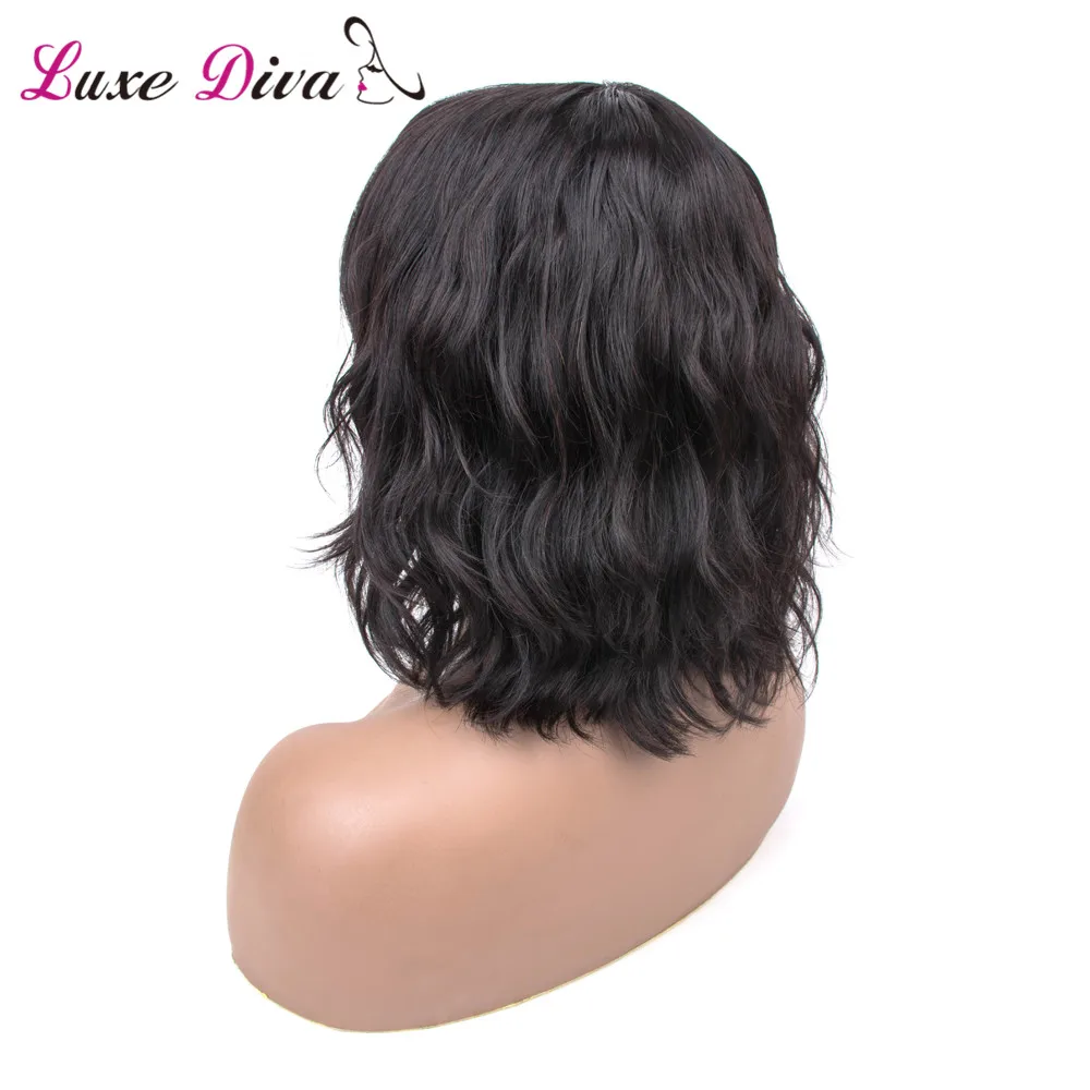 Luxediva волосы свободная волна бразильский парик короткие парики из человеческих волос с челкой для черных женщин натуральный цвет 10 дюймов не Реми