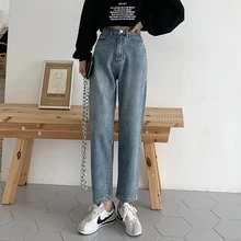 GUUZYUVIZ винтажные джинсовые штаны бойфренд джинсы для женщин повседневные джинсы с высокой талией женские Большие размеры джинсы Mujer синий