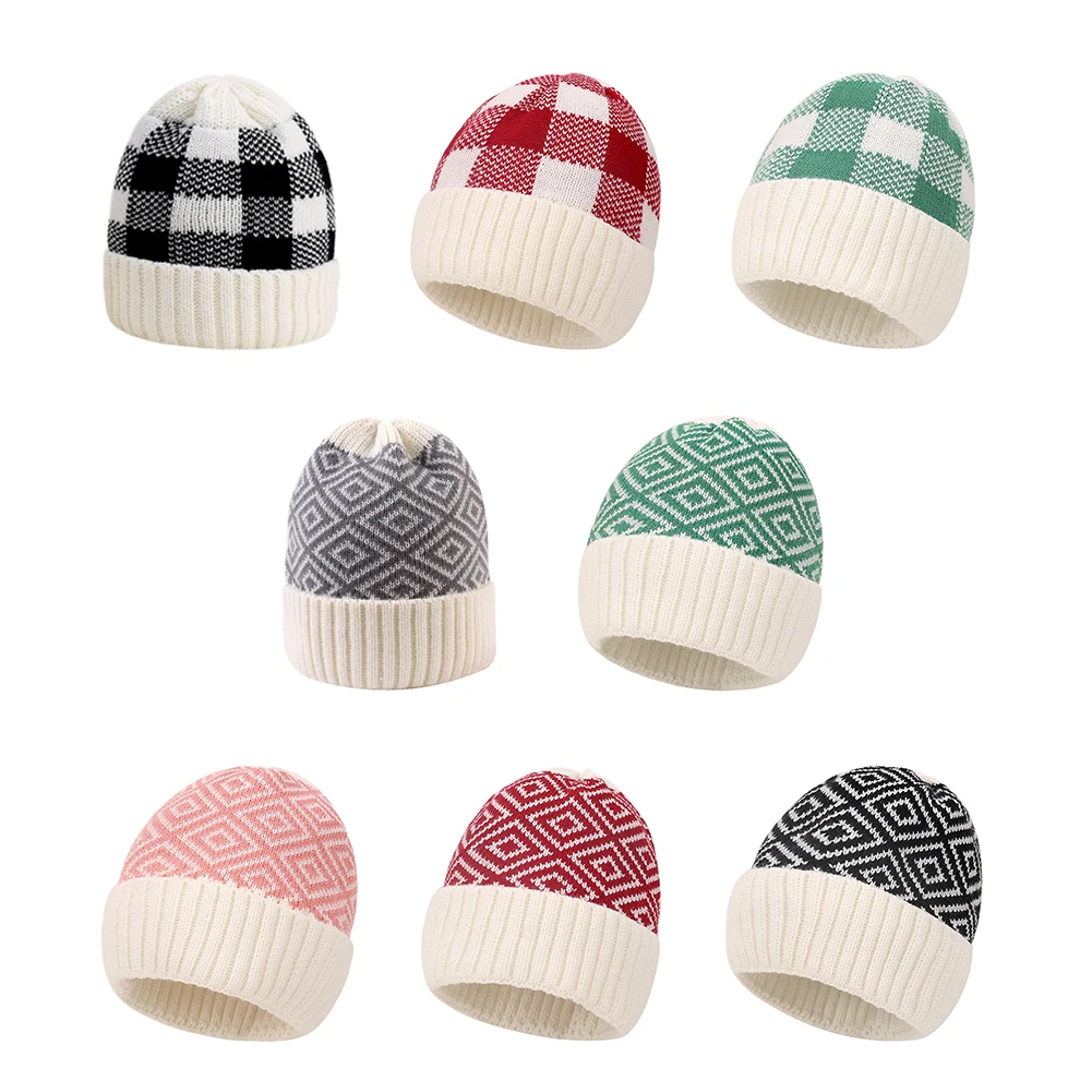 

Children Kids Winter Acrylic Flip-up Baby Hats Warm Lovely Caps Knitted Crochet Infants Cute Hat for Chritmas Xmas Gifts