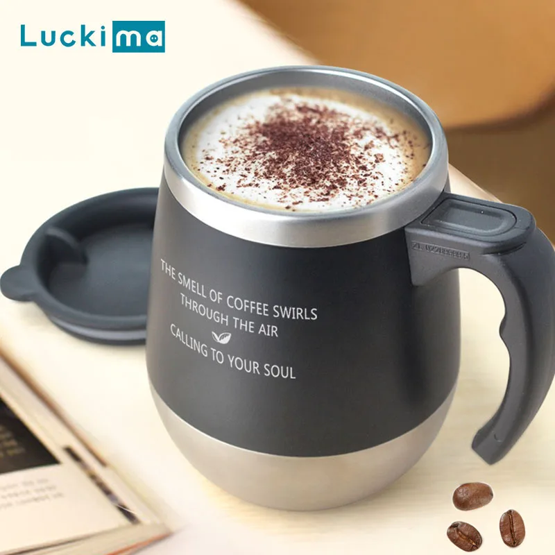 Двухслойная кофейная чашка из нержавеющей стали Ретро дизайн портативная