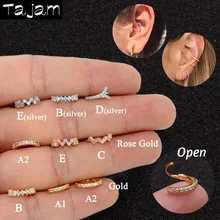 Tajam, 1 шт., серебряные, золотые, цветные, в горошек, гнущиеся серьги для пирсинга, CZ, циркон, спираль, серьги, Надеваемые На ушной хрящ, обруч для пирсинга, кольцо для пирсинга