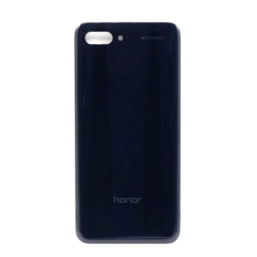 Для huawei Honor 10 задняя крышка для батареи стеклянная панель Задняя Дверь чехол для huawei Honor 10 задняя крышка корпус с объективом камеры - Цвет: Black No Lens