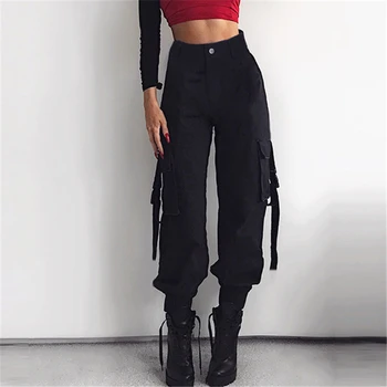 

Summer Cargo Pants Women 2020 Streetwear Black Joggers Women High Waist Hippie Pants Korean Ladies Trousers Casual Pants Women