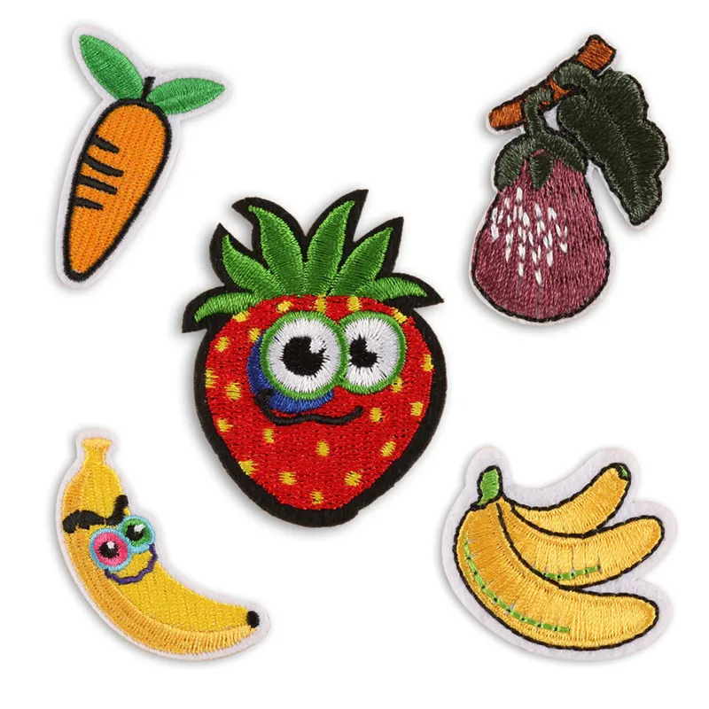 14pcs/Lot Mix Vegetable Patches for Clothing Iron on Embroidered Sew Applique Cute Patch Fabric Badge Garment DIY Apparel Acc