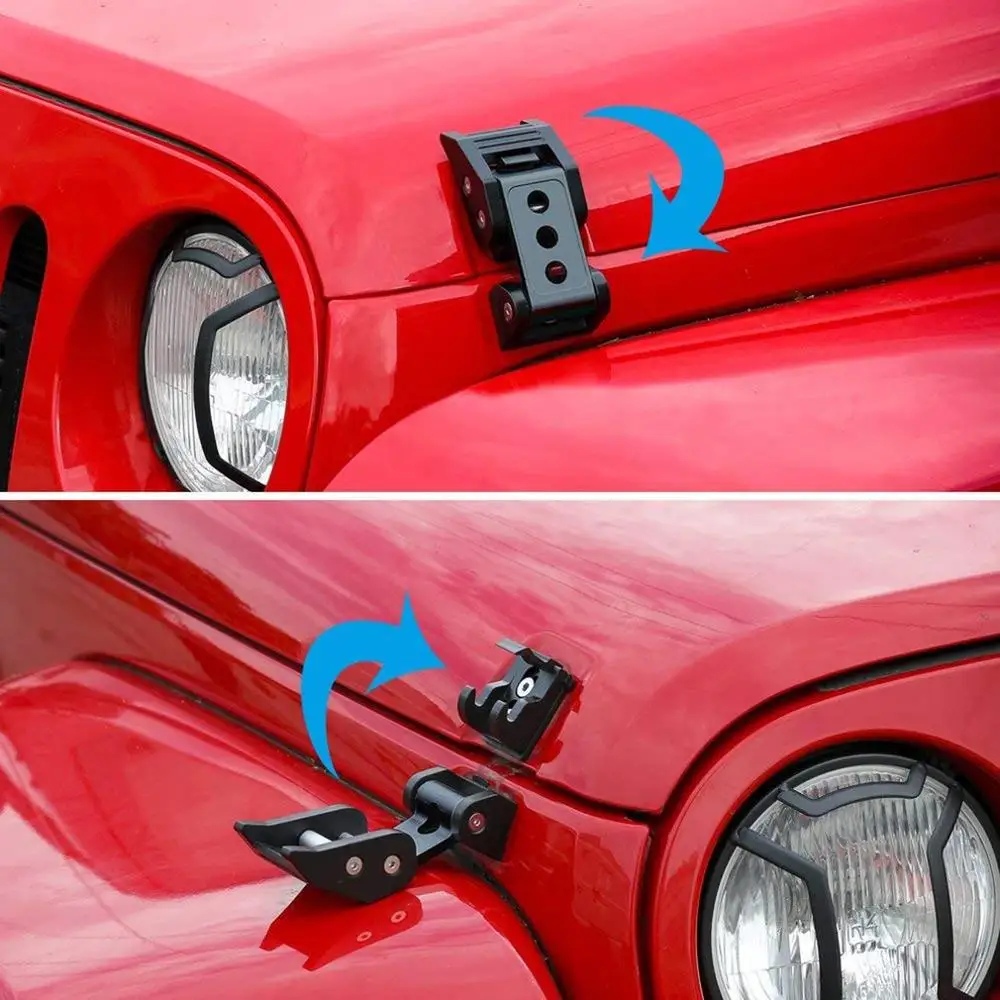 Для Jeep Wrangler Jk Jku 2007- блокировка крышки двигателя пряжка круглое отверстие безопасности автомобиля Hoodlock комплект аксессуары для модификации автомобиля