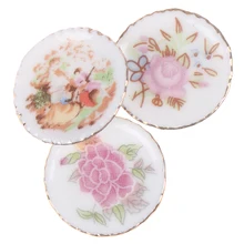 1/12 миниатюрный кукольный домик, 3 шт, современный керамический фарфор, яркие тарелки, кукольный дом, кухонный декор, куклы, аксессуары, детские игрушки