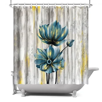 

Photo Custom Bathroom Shower Curtain Lotus Waterproof Polyester Fabric Bath Curtain Decor with Hooks 180x180cm Cortina