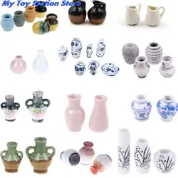 1/2/3/5/7/9pcs/set Dollhouse Mini Ceramic Porcelain Vase Accessories Doll House Miniatures 1:12 Accessories Decorative Miniature