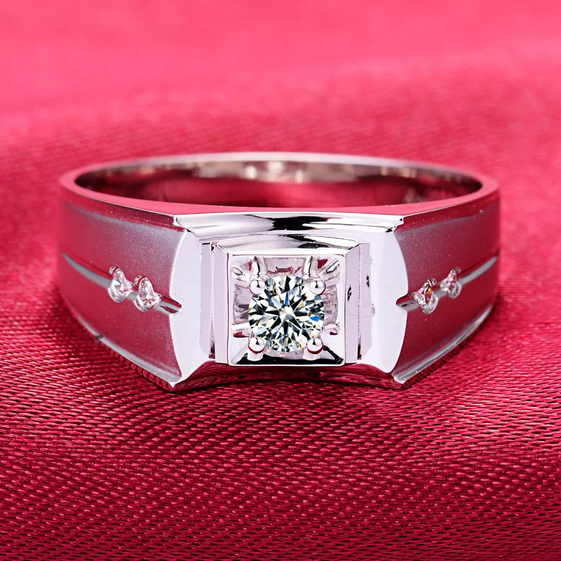 18K золото 0,13 + 0.04ct бриллиантовое кольцо для мужчин изысканное украшение на свадьбу обручальные кольца SI/H 3EX круглый натуральный бриллиант