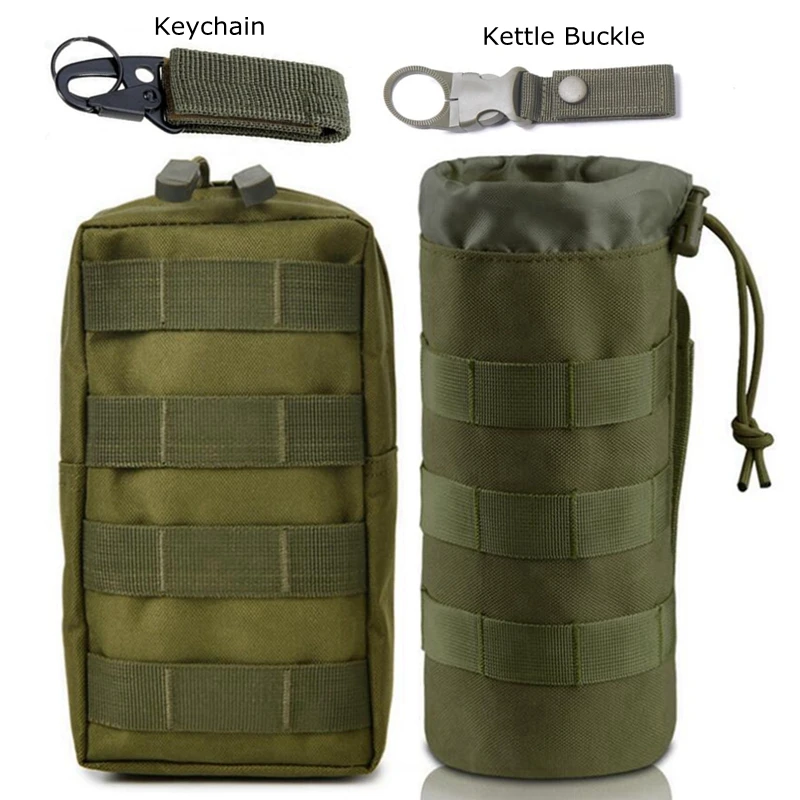 

Sports Water Bottles Pouch Bag Tactical Drawstring Molle Water Bottle Holder Hunting Pouches Travel Mesh Tool Bag Keychain