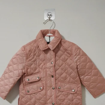 

2020 New Autumn Baby Winter Clothes Plaid Lapel Pink Jacket Lined Plaid Coat Girls Winter Coat