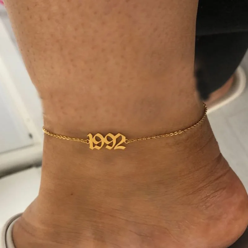 Simple Year Number Anklets Barefoot Sandals Foot Jewelry Leg New Anklets Foot Ankle Bracelets For Women Leg 1980 1992 1995 1998 Simple Year Number Anklets Barefoot Sandals Foot Jewelry Leg New Anklets Foot Ankle Bracelets For Women Leg 1980 1992 1995 1998