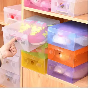 

7 Pcs Flip Plastic Shoe Box Transparent Storage Shoe Box For Home Foldable Clear Plastic Tidy Organizer Case