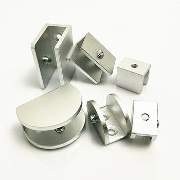 

4pcs/lot Space Aluminum Glass Clamps Shelves Holder Corner Bracket Clamp Aluminum Square Half Round For 5-12mm Glass Clips Whole