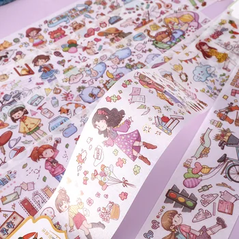 

1 Roll Kawaii Washi Tape Cute Cartoon Girl Daily Pattern Masking Tape Diary Journal Decoration Stationery Paper Washi Tape