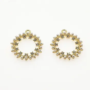 

New arrival! 27x24mm 50pcs Zinc alloy/Imitation pearl Round Charm for Earrings Making/DIY parts,Jewelry Finding & Component