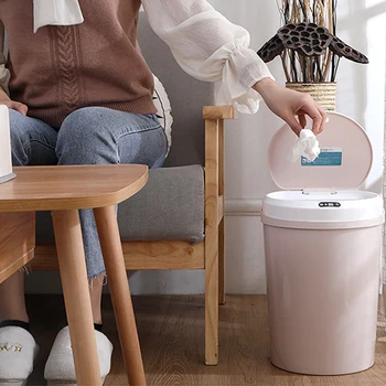 

Touch-free Trash Cans 12L/3.2Gal Automatic Garbage Can Infrared Motion Sensor with Lid for Kitchen Bathroom Office Bedroom