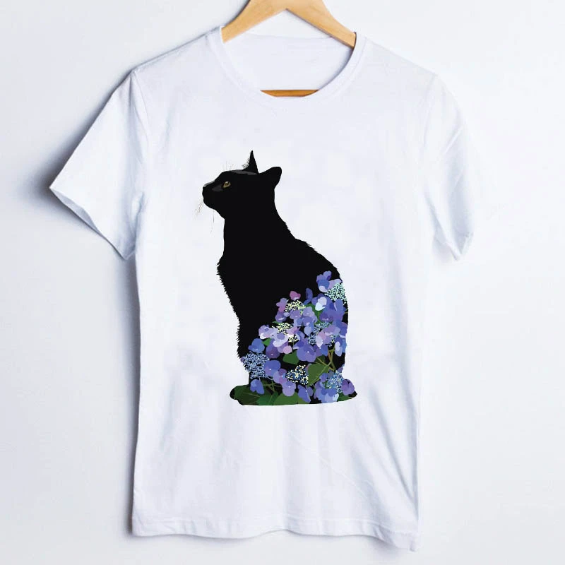 Camisetas con estampado de gato y mascota mujer, ropa con estampado Floral de animales de los 90, camisetas para mujer, para mujer| Camisetas| -
