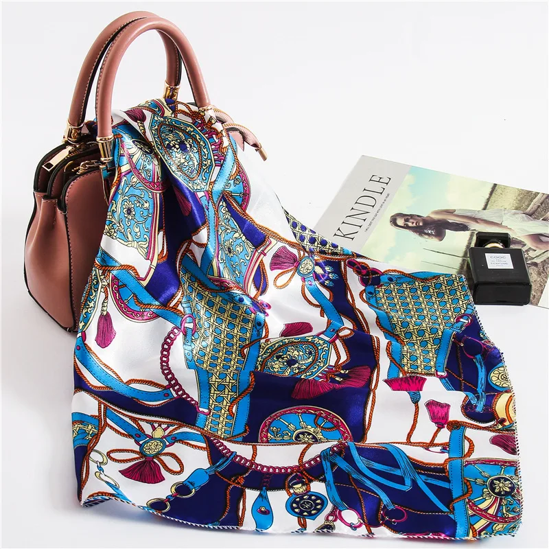 

50*50CM Square Scarf Women All-match Wraps Elegant Floral Spring Summer Woman skinny Head Neck Hair Tie Band Neckerchief