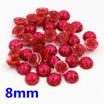 

New Fashion 40pcs 8mm Rsoe Red Color Flat Back Resin Cabochons Cameo O7-07
